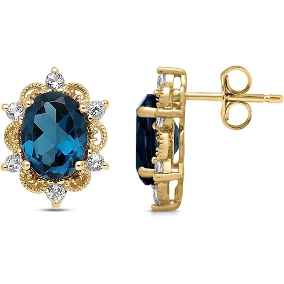 18k London Blue Topaz Earrings - Picture 3 of 9